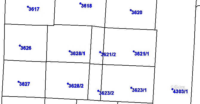 Parcela st. 3621/2 v KÚ Vinohrady, Katastrální mapa