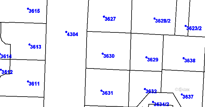 Parcela st. 3630 v KÚ Vinohrady, Katastrální mapa