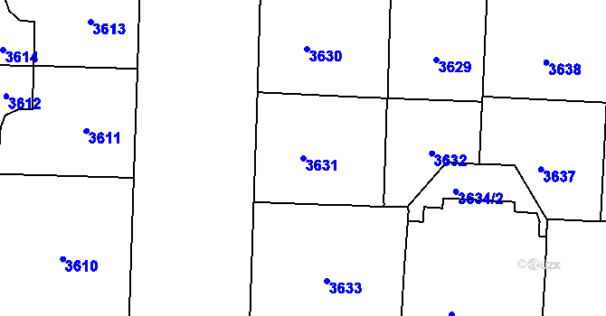 Parcela st. 3631 v KÚ Vinohrady, Katastrální mapa