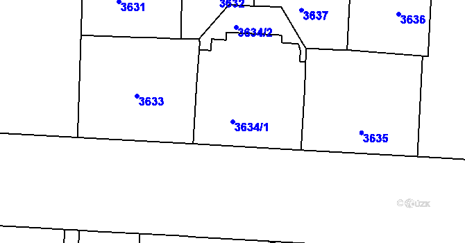 Parcela st. 3634/1 v KÚ Vinohrady, Katastrální mapa