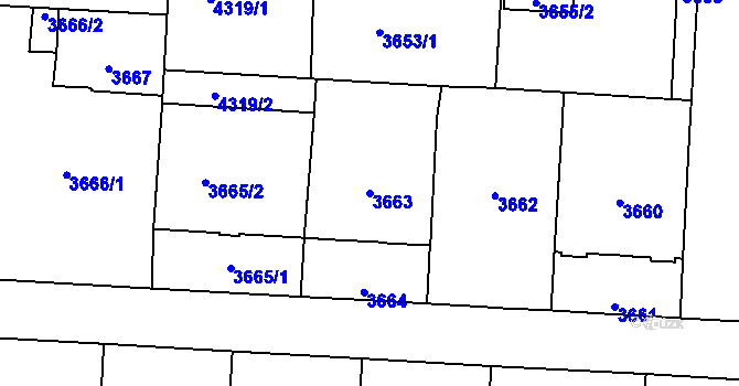 Parcela st. 3663 v KÚ Vinohrady, Katastrální mapa