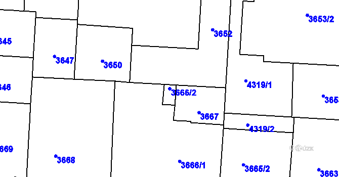 Parcela st. 3666/2 v KÚ Vinohrady, Katastrální mapa