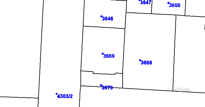 Parcela st. 3669 v KÚ Vinohrady, Katastrální mapa