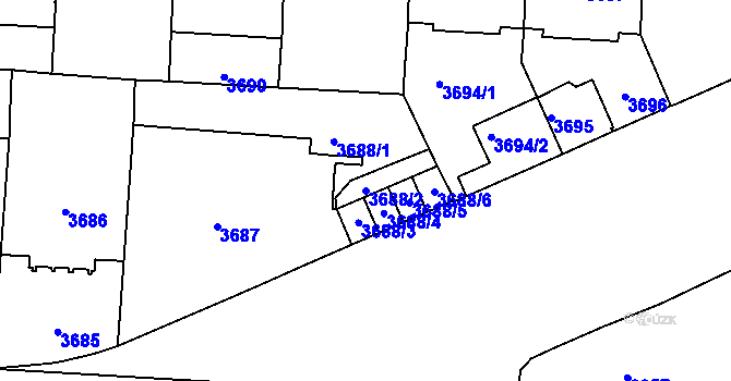 Parcela st. 3688/2 v KÚ Vinohrady, Katastrální mapa