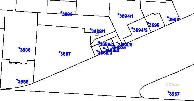 Parcela st. 3688/3 v KÚ Vinohrady, Katastrální mapa