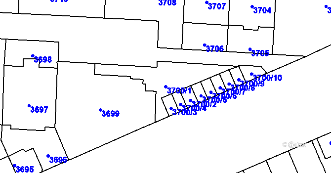 Parcela st. 3700/1 v KÚ Vinohrady, Katastrální mapa