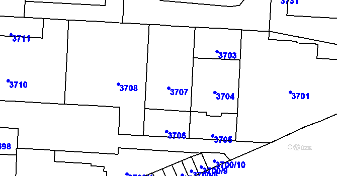 Parcela st. 3707 v KÚ Vinohrady, Katastrální mapa