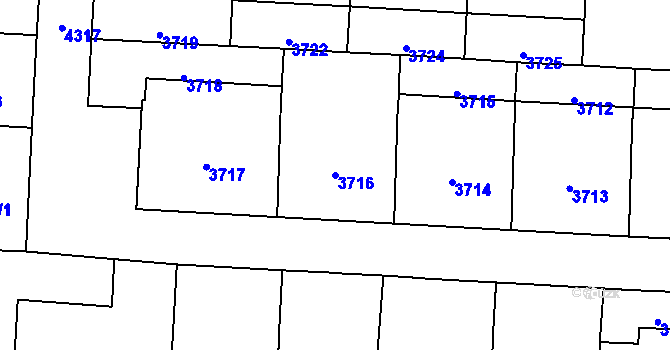 Parcela st. 3716 v KÚ Vinohrady, Katastrální mapa