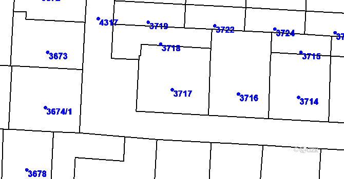 Parcela st. 3717 v KÚ Vinohrady, Katastrální mapa