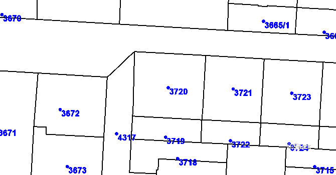 Parcela st. 3720 v KÚ Vinohrady, Katastrální mapa