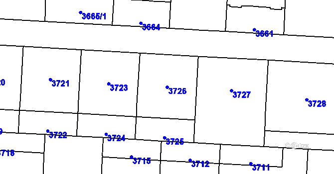 Parcela st. 3726 v KÚ Vinohrady, Katastrální mapa