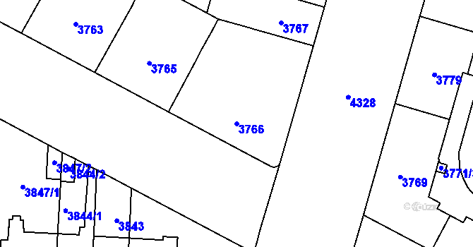 Parcela st. 3766 v KÚ Vinohrady, Katastrální mapa