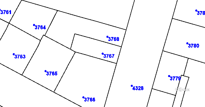 Parcela st. 3767 v KÚ Vinohrady, Katastrální mapa