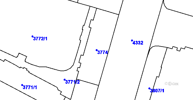 Parcela st. 3774 v KÚ Vinohrady, Katastrální mapa