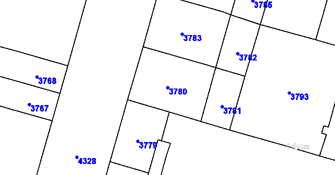 Parcela st. 3780 v KÚ Vinohrady, Katastrální mapa