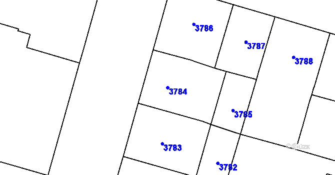 Parcela st. 3784 v KÚ Vinohrady, Katastrální mapa