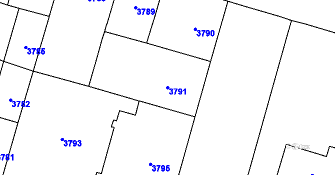 Parcela st. 3791 v KÚ Vinohrady, Katastrální mapa