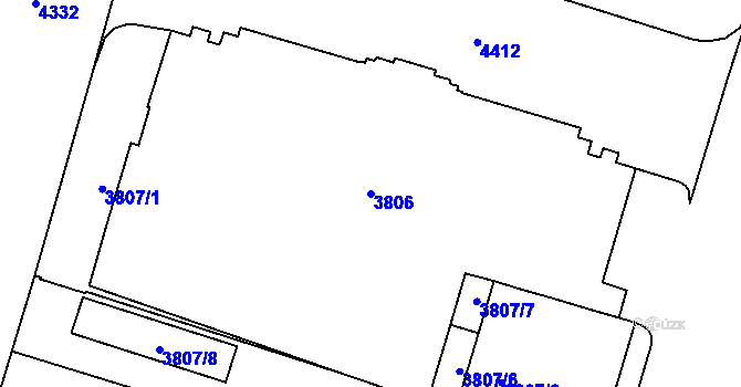 Parcela st. 3806 v KÚ Vinohrady, Katastrální mapa