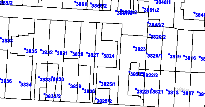 Parcela st. 3824 v KÚ Vinohrady, Katastrální mapa