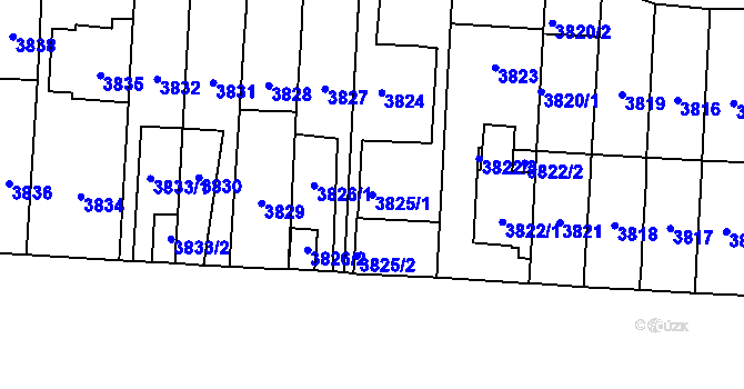 Parcela st. 3825/1 v KÚ Vinohrady, Katastrální mapa