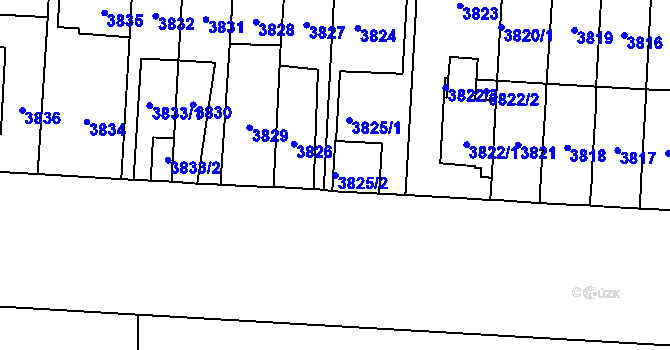 Parcela st. 3825/2 v KÚ Vinohrady, Katastrální mapa