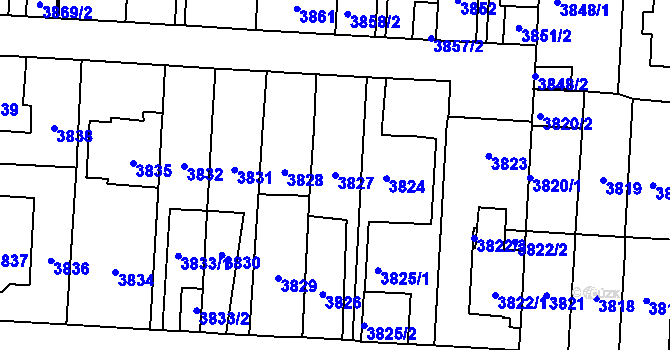 Parcela st. 3827 v KÚ Vinohrady, Katastrální mapa