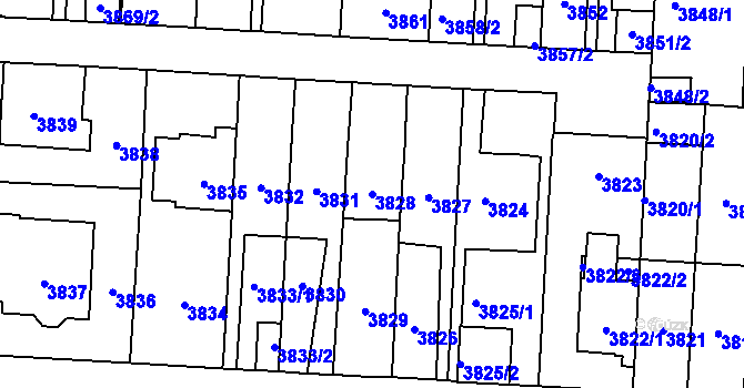 Parcela st. 3828 v KÚ Vinohrady, Katastrální mapa