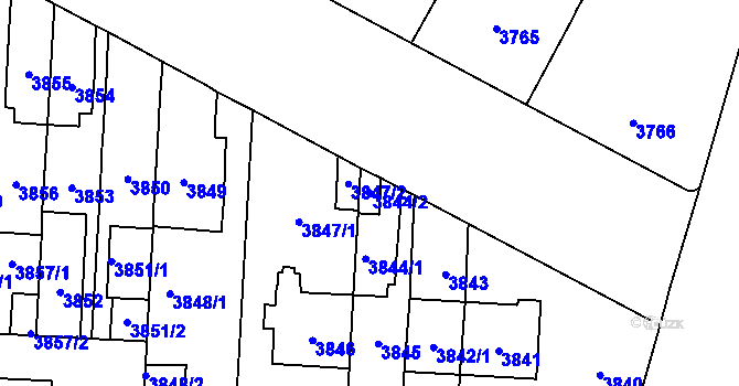 Parcela st. 3844/2 v KÚ Vinohrady, Katastrální mapa