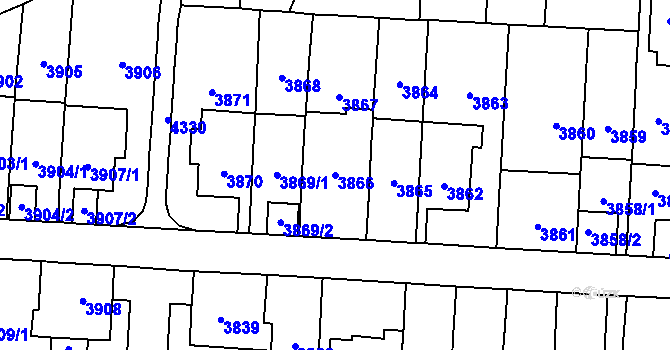 Parcela st. 3866 v KÚ Vinohrady, Katastrální mapa