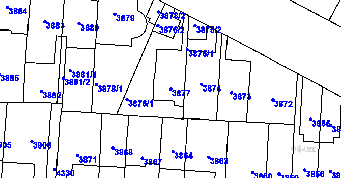 Parcela st. 3877 v KÚ Vinohrady, Katastrální mapa