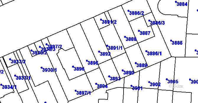 Parcela st. 3892 v KÚ Vinohrady, Katastrální mapa