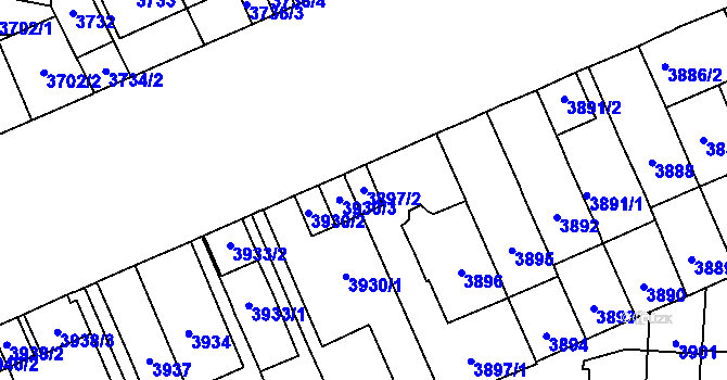 Parcela st. 3897/2 v KÚ Vinohrady, Katastrální mapa