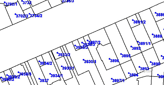 Parcela st. 3930/3 v KÚ Vinohrady, Katastrální mapa