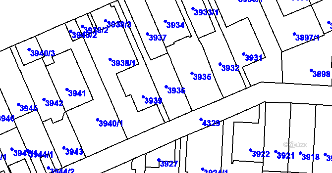 Parcela st. 3936 v KÚ Vinohrady, Katastrální mapa
