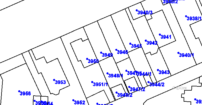 Parcela st. 3949 v KÚ Vinohrady, Katastrální mapa