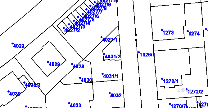 Parcela st. 4031/2 v KÚ Vinohrady, Katastrální mapa