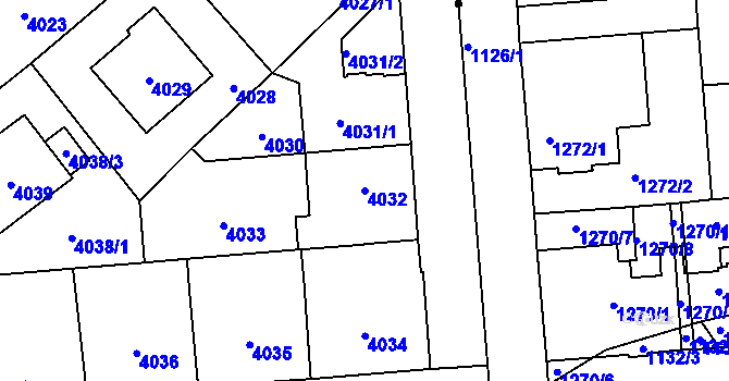 Parcela st. 4032 v KÚ Vinohrady, Katastrální mapa
