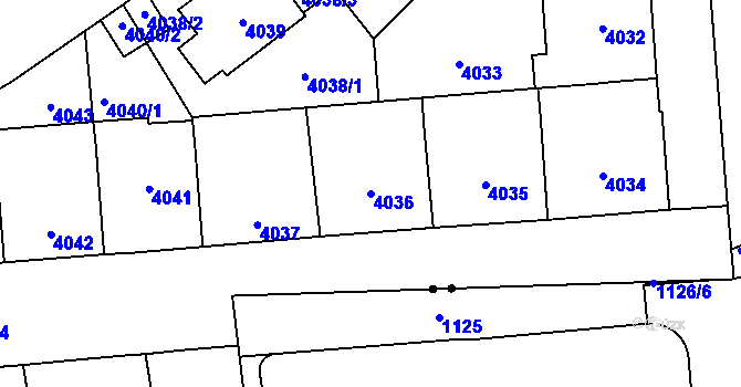Parcela st. 4036 v KÚ Vinohrady, Katastrální mapa