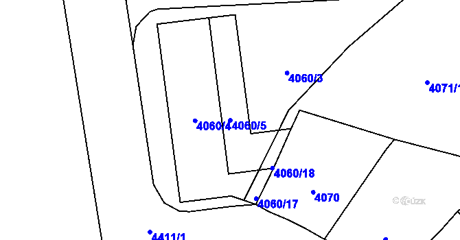 Parcela st. 4060/5 v KÚ Vinohrady, Katastrální mapa