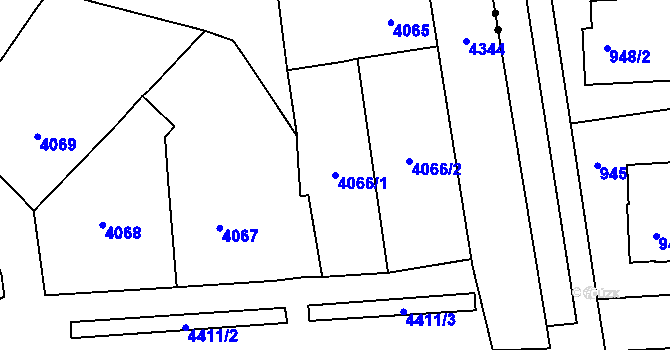 Parcela st. 4066/1 v KÚ Vinohrady, Katastrální mapa