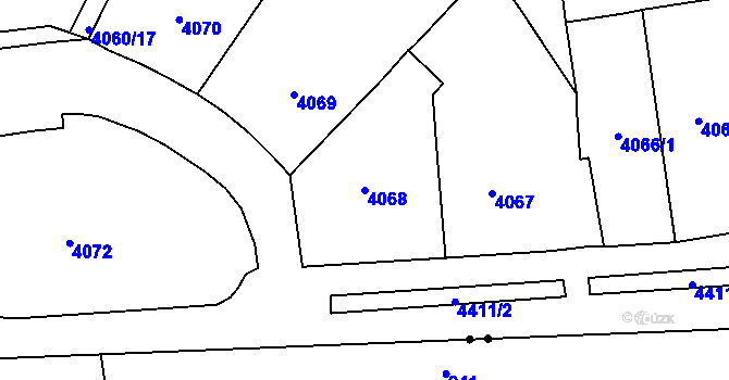 Parcela st. 4068 v KÚ Vinohrady, Katastrální mapa