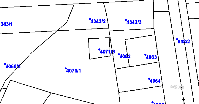Parcela st. 4071/3 v KÚ Vinohrady, Katastrální mapa