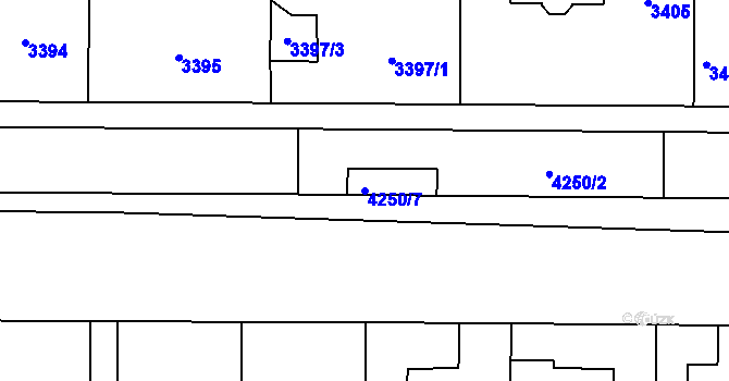 Parcela st. 4250/7 v KÚ Vinohrady, Katastrální mapa