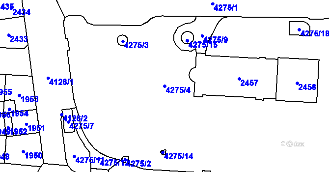 Parcela st. 4275/4 v KÚ Vinohrady, Katastrální mapa