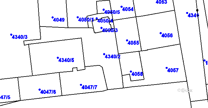 Parcela st. 4340/2 v KÚ Vinohrady, Katastrální mapa