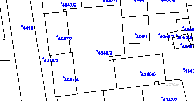 Parcela st. 4340/3 v KÚ Vinohrady, Katastrální mapa
