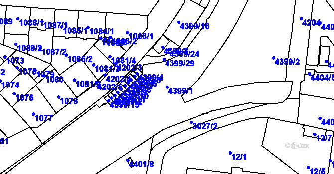 Parcela st. 4399/1 v KÚ Vinohrady, Katastrální mapa