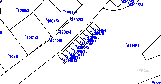 Parcela st. 4399/8 v KÚ Vinohrady, Katastrální mapa