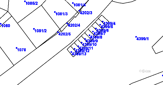 Parcela st. 4399/10 v KÚ Vinohrady, Katastrální mapa