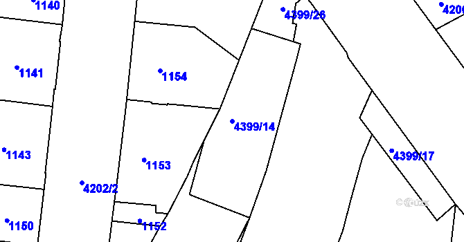 Parcela st. 4399/14 v KÚ Vinohrady, Katastrální mapa